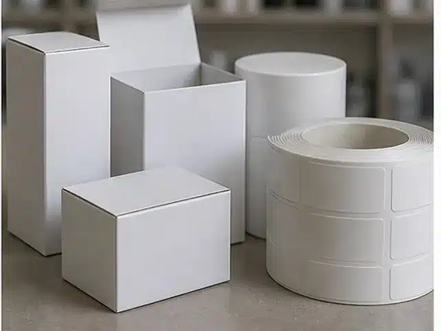 Cosmetic cartons boxes and label rolls