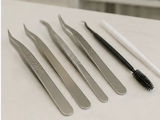 Eyelash tweezers and application tools