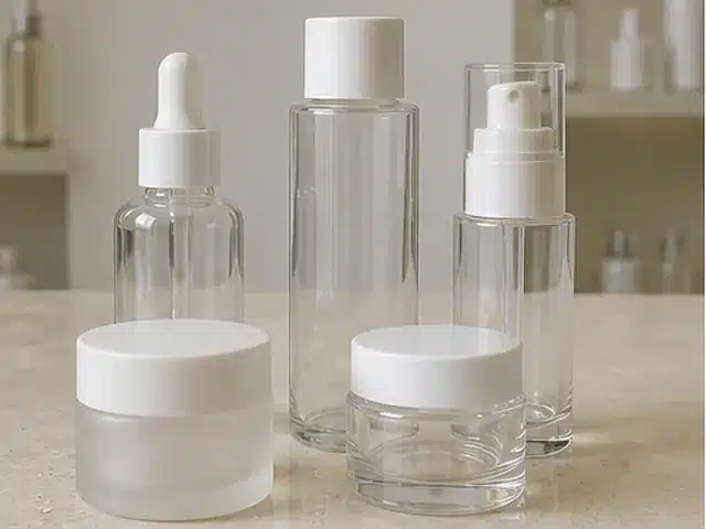 Skincare bottles jars and packaging samples