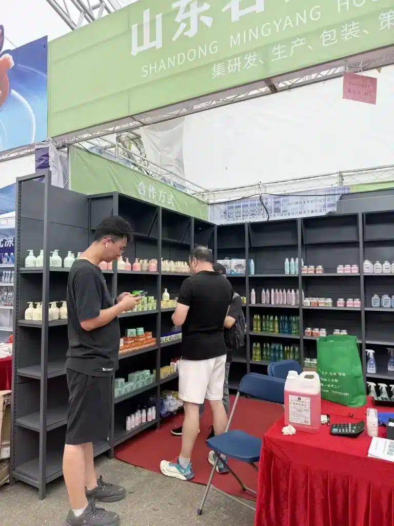 Personal care and OEM products displayed at a YIFA beauty expo booth